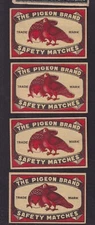 4 Antique Match Tag Japan BN168245 Bird Pigeon