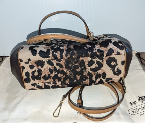 COACH Bag Ocelot Crossbody Leopard Madison 25642 Top Handle Brown Black Dust Bag - Picture 5 of 10
