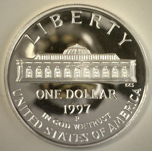 1997 P Botanic Garden Proof Silver Dollar Commemorative Coin ONLY No Capsule - Picture 2 of 4
