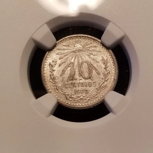 1909 M MEXICO SILVER 10 CENTAVOS NGC MS 60 LOW MINTAGE BETTER DATE MINT STATE !!