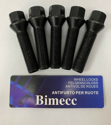 Bimecc M14x1.25 Black Alloy Wheel Bolts – 30mm Thread, 60° Seat – Fits BMW Mini F54/F60 (4-Pack)