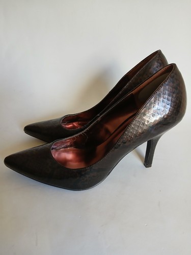 Women's Rampage Brown Faux Leather With Subtle Black Pattern Pointed Toe Classic - Picture 10 of 18
