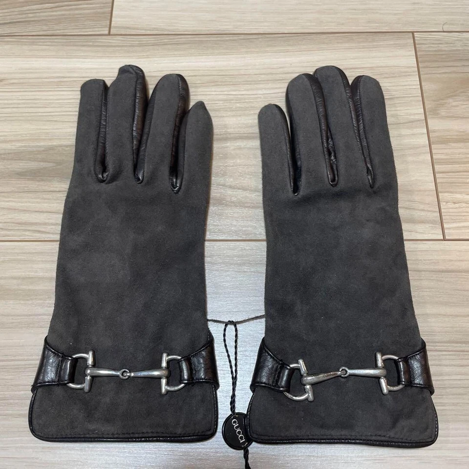 Auténticos Guantes Gucci Vintage Cuero Gamuza Marrón Talla 6 Sin Stock No Usados Foto 3 de 4