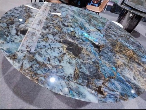 Round Labradorite Coffee Table Random Gemstone Cafeteria Bar Top Living Room Dec - Picture 4 of 8