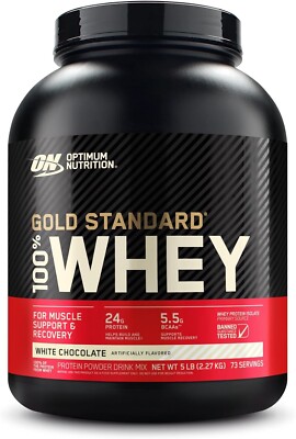 Optimum Nutrition Gold Standard 100% Whey Protein Powder, White Chocolate - 5 p