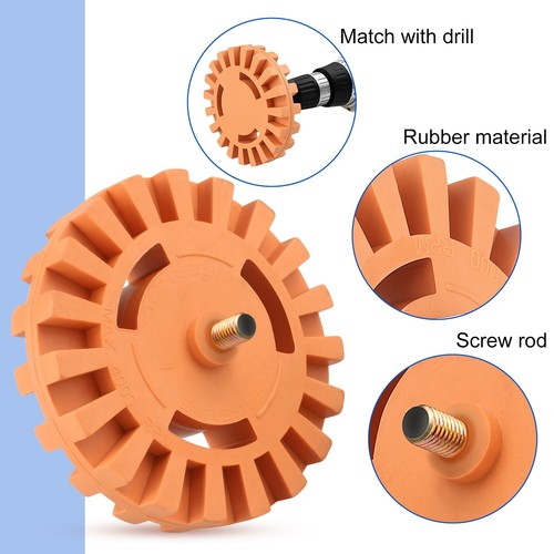 Car Decal Remover Rubber Eraser Wheel Tool for Drill Adhesive Pinstripe Sticker - Picture 5 of 15