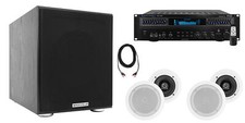 Technical Pro Home Theater Receiver 4 5.25" White Ceiling Speakers 8" Subwoofer