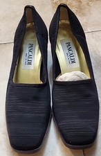 ITALIAN BLACK FABRIC PUMPS BLOCK HEEL MADE IN ITALY 8 1/2 B PANCALDI CHIC UNIQUE