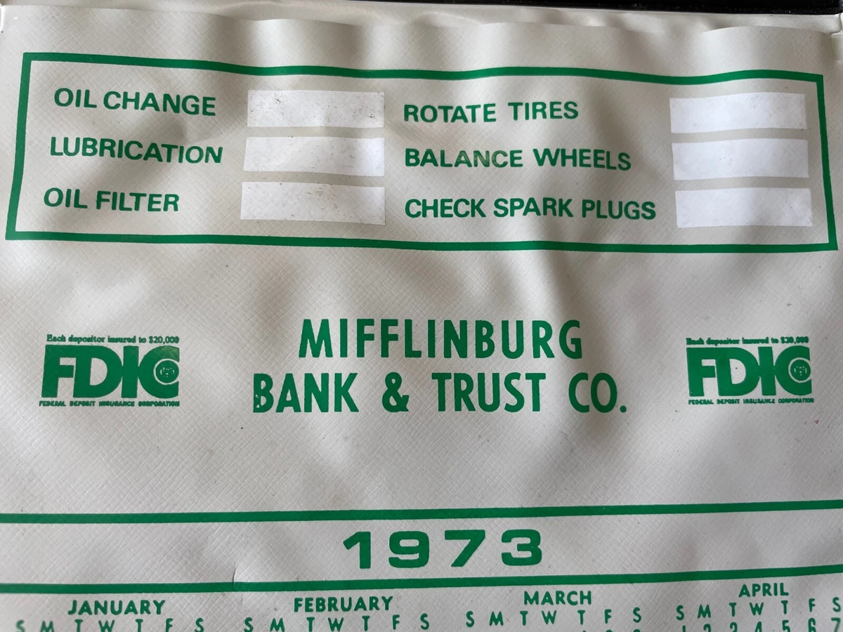 Mifflinburg PA Bank & Trust Store Calendar 1973 Collectible Rare | eBay