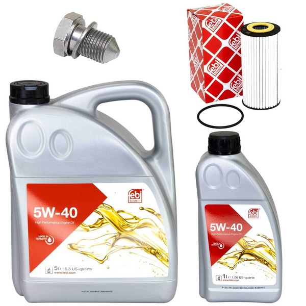 MotoröL Filter Set Febi SAE 5W-40 6 Liter + Schraube FüR VW Golf VII 2.0 GTI-image