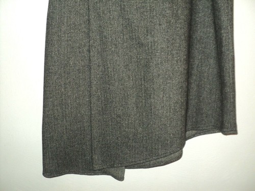 'S Max Mara Skirt Size 4 Gray Asymmetrical Hem Herringbone Wool Blend Poland - Picture 3 of 7