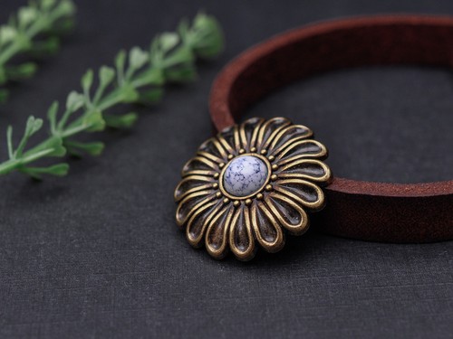 10X 30mm Copper Western Flower Turquoise Conchos For Saddles Leathercrafts Decor - Picture 15 of 84