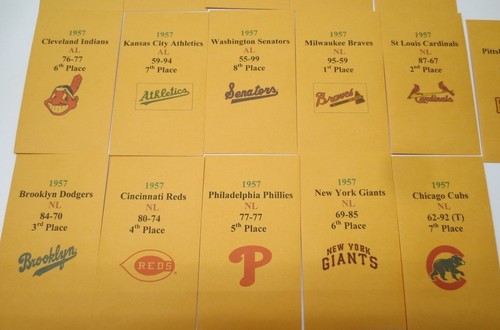 1957 Strat-O-Matic Baseball Printed Storage Envelopes with Stats and Team Logo - Picture 4 of 6