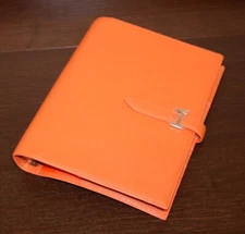 Classic FRANKLIN COVEY | *Noblessa II* ORANGE Leather .875 Rings Planner/Binder