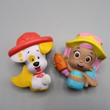 Lot 2 Bubble Guppies Bath Water Pool Rubber 3" Toys Figures Bubble Puppy Molly