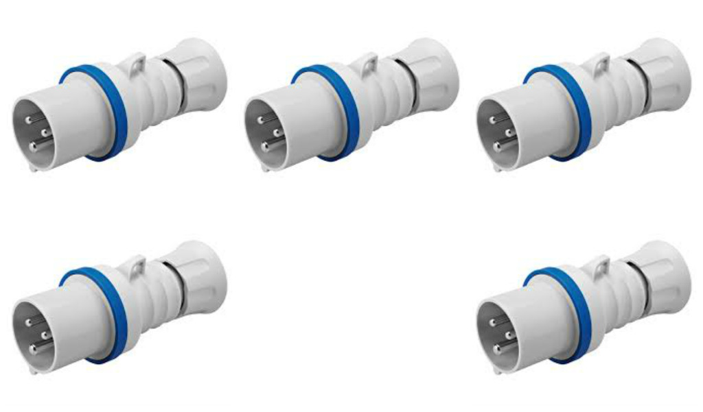 5 x Gewiss GW60004H Plugs 2 Pole & Earth Blue 230 Volt 16 Amp