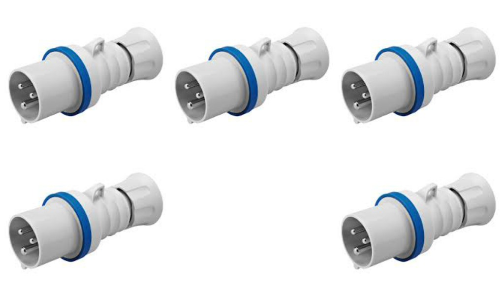 5 x Gewiss GW60004H Plugs 2 Pole & Earth Blue 230 Volt 16 Amp
