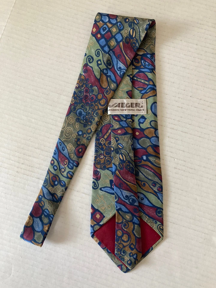 Corbata para hombre Jaeger seda italiana multicolor abstracta hecha en EE. UU. Foto 3 de 4