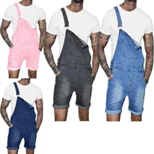 Fashion Streetwear Mens Suspenders Denim Jumpsuits Cargo Pants Men Shorts