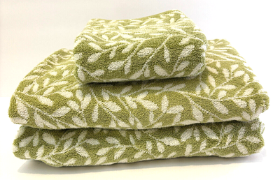 Piece Peri Home 100% Cotton Towel Set Bath Hand Towel Green White  Leaves