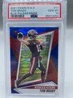 Tom Brady /50 2021 Panini Rookies And Stars Blue Pulsar Prizm RC PSA 10 Pop 5