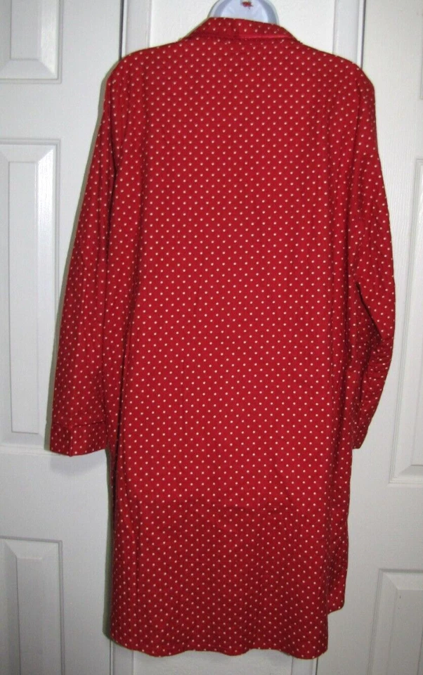 Laura Scott Nightshirt/Robe Red polka-Dot Scottie-Dog Long-Sleeve Flannel Wm. L - Image 4 of 4