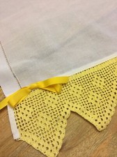 Tenda lino poliestere pizzo giallo fatto ad uncinetto a mano h da personalizzare