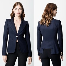 Smythe Duchess Navy 100% Viscose Blazer Jacket Us 0 2