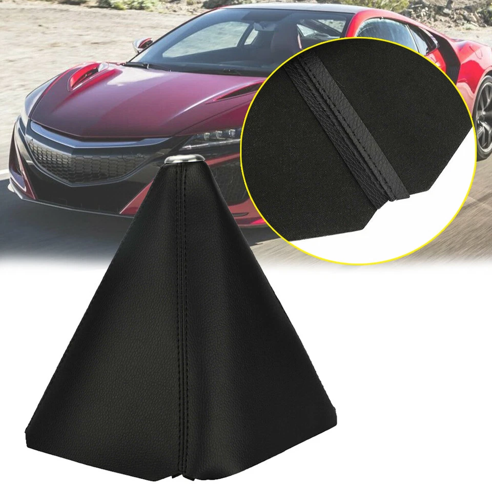 Cubierta de bota de palanca de cambios de coche PVC cuero accesorios negro Foto 3 de 4