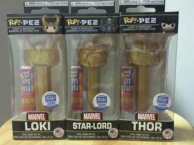 Funko Pop Pez Marvel Gold 3 Pack Thor Loki Star-Lord Limited 3200 pcs Exclusive