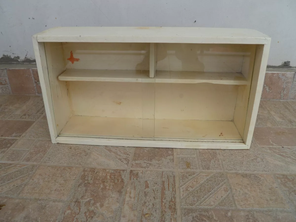 Antique Vintage Wood Glass Medicine Cabinet Apothecary Wall Chest