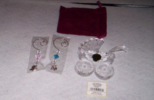 Waterford Crystal 2013 Baby's First Christmas Ornament 2 Enhancers Pink  Blue