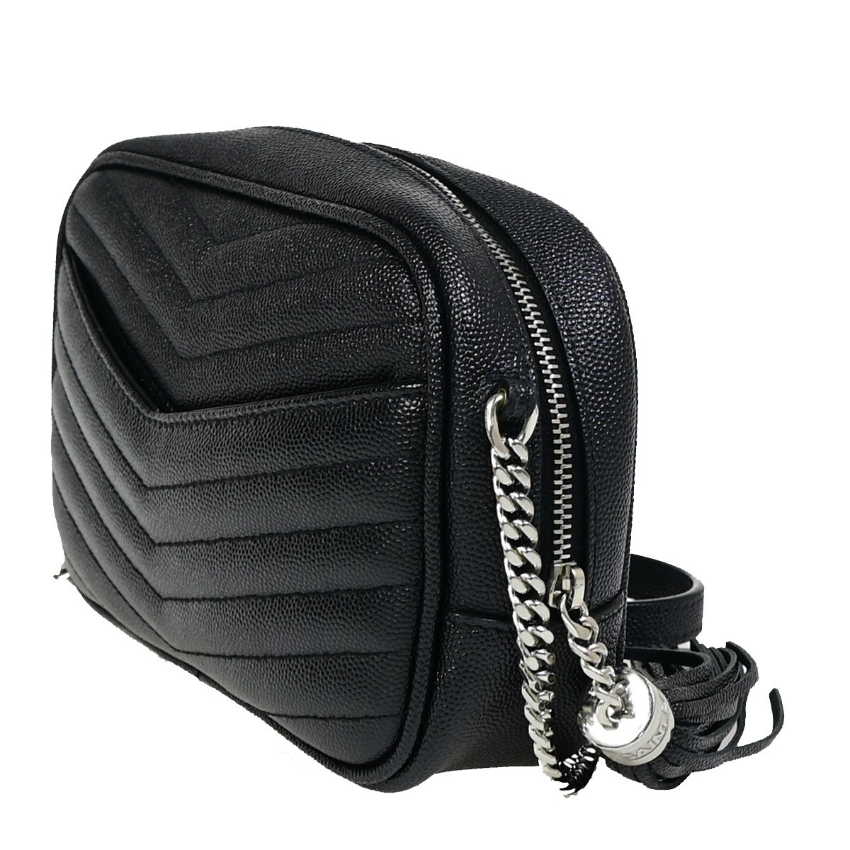 SAINT LAURENT YSL Logo Lou Catena Mini Borsa a Tracolla Pelle Nera SHW 675RJ866