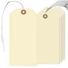 200 Pcs Manila Shipping Tags with Wire Attached, 4 3/4 x 2 3/8 inches Label H...