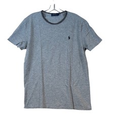 Polo Ralph Lauren Men Gray Short Sleeve Tipped Crewneck T-Shirt Size M Pony Logo