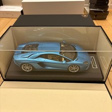 MR Collection Lamborghini Aventador S with blue display case. Not for sale.