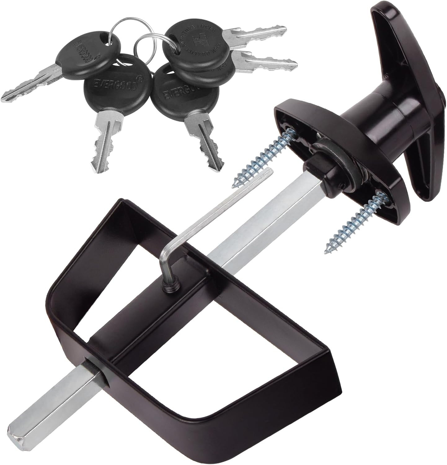 Shed Door Latch T-Handle Lock Kit with 5 Keys,Bteobfy 5-1/2" Stem Storage Barn S