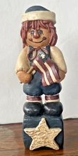 Blossom Bucket Raggedy Andy Patriotic Flag Figurine Star Base 5"
