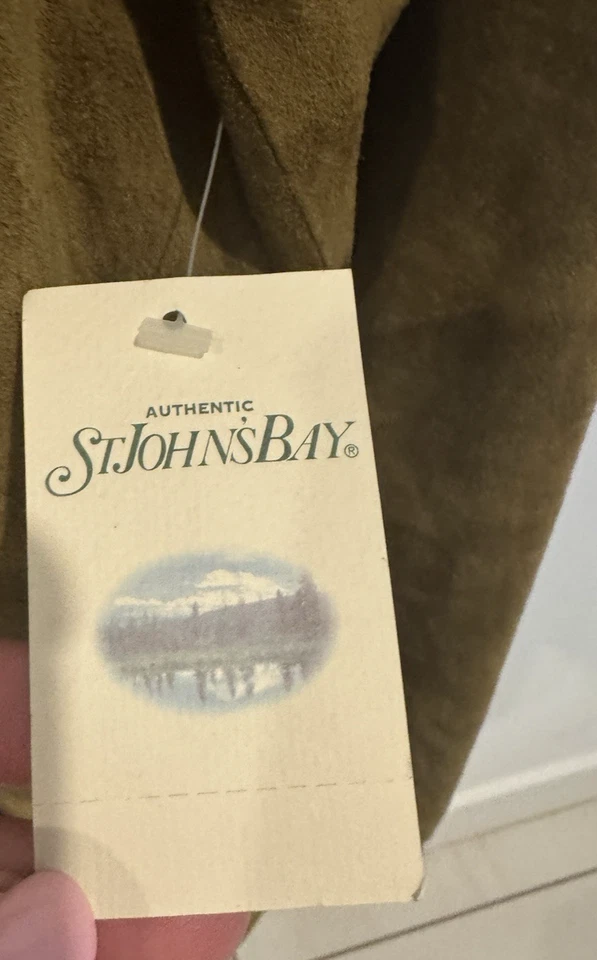 NWT VTG St John's Bay Men Sz M Olive Authentic Washable Suede Leather Jacket - Image 4 of 4