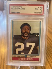 Glen Edwards 1974 Topps Rookie Card #169 PSA 8 NM-MT  Pittsburgh Steelers. rookie card picture