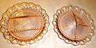 Anchor Hocking Pink Depression Glass OLD COLONY-2 Divided Plates, Open Lace Edge