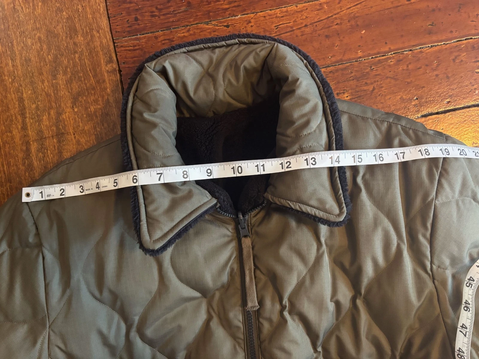 TAION Reversible Black Fleece / Quilted Olive Military Style Jacket - product detail image 3