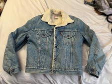 Levi s 70s 80s 70605-0213 Blank Tab Sherpa Lined Denim Jacket Size 42 Medium USA