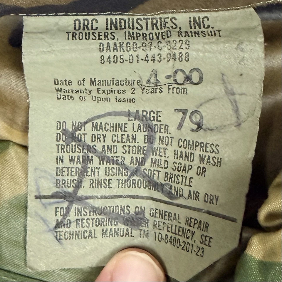 ORC Industries Woodland Gore Tex Rain Trousers Size Large - Image 4 of 4