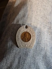 1950 D Penny Ecased Horseshoe Souvenir of Spokane Washington Good Luck Token 