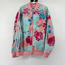 Adidas Originals Girls Floral Track Jacket Pink Teal FM6707 Kids Size Medium M