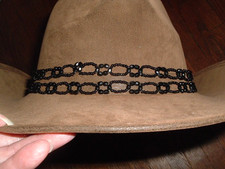 Southwestern Duble Braided Black Glass Mens Stretch Hatband