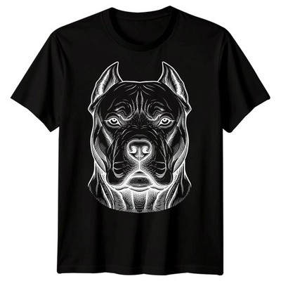 Pitbull Hunde Tiere Herren T-Shirt Gravur Stil Grafik Tee