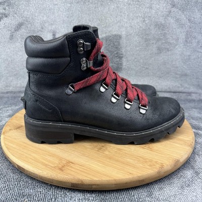 Sorel Waterproof Boots Womens Size 8.5 Black Hiking Leather Lace Up Ankle