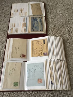 1930er+Ära Vintage Lot handgeschriebene Briefe, Umschläge, Briefmarken, Postkarten Ordner etc.
